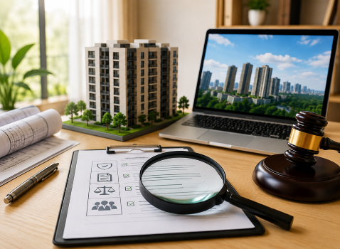 Family reviewing real estate documents